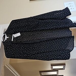 Button down shirt, size small, black with white polka dots